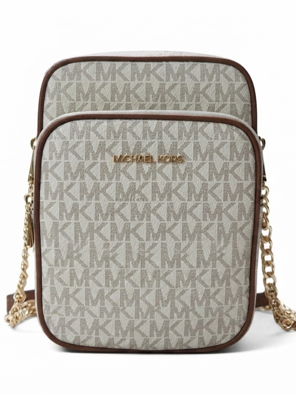 Michael Kors Jet Set Travel MD NSChain Crossbody Bag Vanilla Lugugage inGift Box